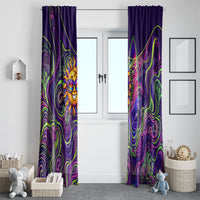 Waimanalo Hawaii Sun Rabbit Window Curtain Psychedelic Trippy Neon Swirl Graphic