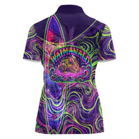 Waimanalo Hawaii Sun Rabbit Women Polo Shirt Psychedelic Trippy Neon Swirl Graphic