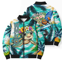 Hawaii Waimanalo Sea Turtle Bomber Puffer Jacket Cute Tropical Beach Aloha Spirit Cartoon TS04 - Polynesian Pride