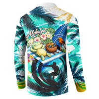 Hawaii Waimanalo Sea Turtle Button Sweatshirt Cute Tropical Beach Aloha Spirit Cartoon TS04 - Polynesian Pride
