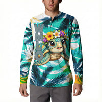 Hawaii Waimanalo Sea Turtle Button Sweatshirt Cute Tropical Beach Aloha Spirit Cartoon TS04 - Polynesian Pride