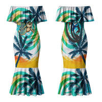 Hawaii Waimanalo Sea Turtle Family Matching Mermaid Dress and Hawaiian Shirt Cute Tropical Beach Aloha Spirit Cartoon TS04 Mom's Dress Green Blue - Polynesian Pride