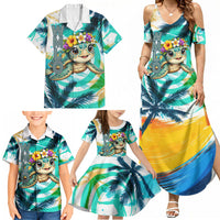 Hawaii Waimanalo Sea Turtle Family Matching Summer Maxi Dress and Hawaiian Shirt Cute Tropical Beach Aloha Spirit Cartoon TS04 - Polynesian Pride
