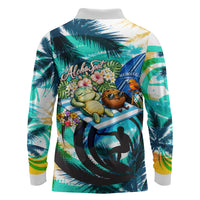 Hawaii Waimanalo Sea Turtle Long Sleeve Polo Shirt Cute Tropical Beach Aloha Spirit Cartoon TS04 - Polynesian Pride