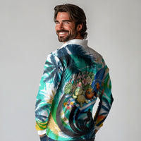 Hawaii Waimanalo Sea Turtle Long Sleeve Polo Shirt Cute Tropical Beach Aloha Spirit Cartoon TS04 - Polynesian Pride