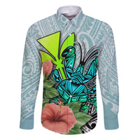 Polynesian Hawaii Family Matching Off Shoulder Long Sleeve Dress and Hawaiian Shirt Kanaka with Crab Tribal tattoo TS04 Dad's Shirt - Long Sleeve Multicolor - Polynesian Pride