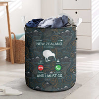 New Zealand is Calling and I Must Go Laundry Basket Kiwi Bird Silhouette