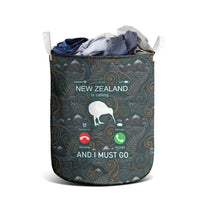New Zealand is Calling and I Must Go Laundry Basket Kiwi Bird Silhouette
