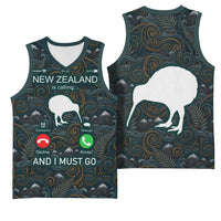 New Zealand is Calling and I Must Go Basketball Jersey Kiwi Bird Silhouette TS04 - Polynesian Pride