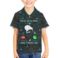New Zealand is Calling and I Must Go Family Matching Off Shoulder Short Dress and Hawaiian Shirt Kiwi Bird Silhouette