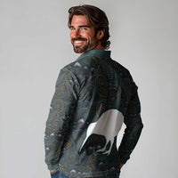 New Zealand is Calling and I Must Go Long Sleeve Polo Shirt Kiwi Bird Silhouette TS04 - Polynesian Pride