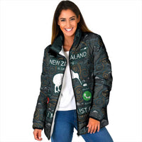 New Zealand is Calling and I Must Go Padded Jacket Kiwi Bird Silhouette