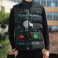 New Zealand is Calling and I Must Go Sleeveless Puffer Jacket Kiwi Bird Silhouette TS04 - Polynesian Pride