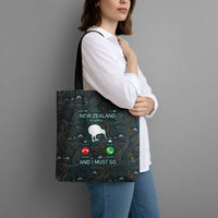 New Zealand is Calling and I Must Go Tote Bag Kiwi Bird Silhouette