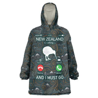 New Zealand is Calling and I Must Go Wearable Blanket Hoodie Kiwi Bird Silhouette