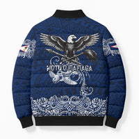 American Samoa Eagle Bomber Puffer Jacket Sea Turtle Traditional Polynesian Tribal Tattoo