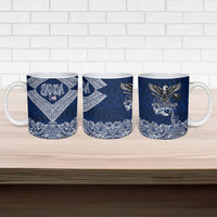 American Samoa Eagle Ceramic Mug Sea Turtle Traditional Polynesian Tribal Tattoo