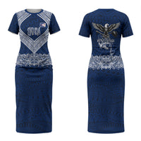 American Samoa Eagle Couples Matching Short Sleeve Bodycon Dress and Long Sleeve Button Shirt Sea Turtle Traditional Polynesian Tribal Tattoo TS04 - Polynesian Pride