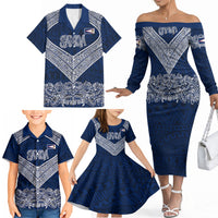 American Samoa Eagle Family Matching Off The Shoulder Long Sleeve Dress and Hawaiian Shirt Sea Turtle Traditional Polynesian Tribal Tattoo TS04 - Polynesian Pride