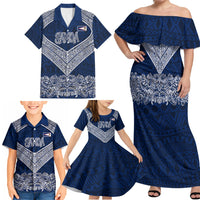 American Samoa Eagle Family Matching Off Shoulder Maxi Dress and Hawaiian Shirt Sea Turtle Traditional Polynesian Tribal Tattoo TS04 - Polynesian Pride