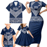 American Samoa Eagle Family Matching Short Sleeve Bodycon Dress and Hawaiian Shirt Sea Turtle Traditional Polynesian Tribal Tattoo TS04 - Polynesian Pride