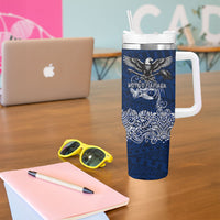 American Samoa Eagle Tumbler With Handle Sea Turtle Traditional Polynesian Tribal Tattoo TS04 - Polynesian Pride