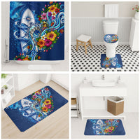American Samoa Pago Pago Bathroom Set Sea Turtle And Fruit Bat - Tropical Hibiscus Flowers Polynesian TS04 - Polynesian Pride