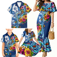 American Samoa Pago Pago Family Matching Mermaid Dress and Hawaiian Shirt Sea Turtle And Fruit Bat - Tropical Hibiscus Flowers Polynesian TS04 - Polynesian Pride