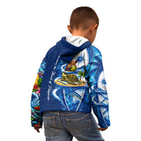 American Samoa Pago Pago Kid Hoodie Sea Turtle And Fruit Bat - Tropical Hibiscus Flowers Polynesian TS04 - Polynesian Pride
