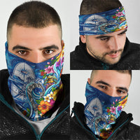 American Samoa Pago Pago Neck Gaiter Sea Turtle And Fruit Bat - Tropical Hibiscus Flowers Polynesian