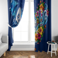 American Samoa Pago Pago Window Curtain Sea Turtle And Fruit Bat - Tropical Hibiscus Flowers Polynesian TS04 - Polynesian Pride