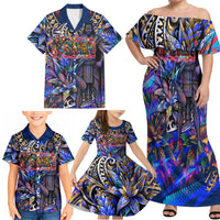 American Samoa Warrior Family Matching Off Shoulder Maxi Dress and Hawaiian Shirt Polynesian Fruit Bat Talofa Urban Graffiti Street Art TS04 - Polynesian Pride