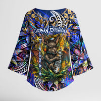 American Samoa Warrior Kimono Sleeve Blouse Polynesian Fruit Bat Talofa Urban Graffiti Street Art
