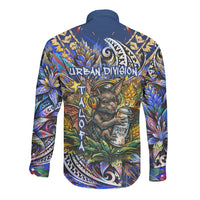 American Samoa Warrior Long Sleeve Button Shirt Polynesian Fruit Bat Talofa Urban Graffiti Street Art TS04 - Polynesian Pride