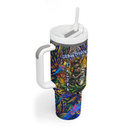American Samoa Warrior Tumbler With Handle Polynesian Fruit Bat Talofa Urban Graffiti Street Art