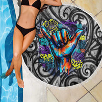 Chur Bro Shaka Sign Beach Blanket New Zealand Koru Colorful Graffiti Splash TS04 - Polynesian Pride