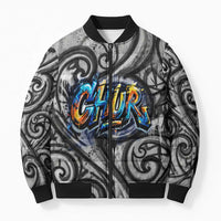 Chur Bro Shaka Sign Bomber Puffer Jacket New Zealand Koru Colorful Graffiti Splash TS04 Unisex Multicolor - Polynesian Pride