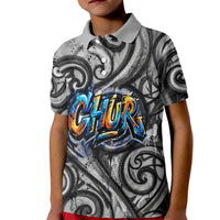 Chur Bro Shaka Sign Kid Polo Shirt New Zealand Koru Colorful Graffiti Splash TS04 Kid Multicolor - Polynesian Pride