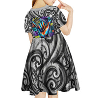 Chur Bro Shaka Sign Kid Short Sleeve Dress New Zealand Koru Colorful Graffiti Splash