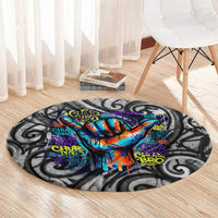 Chur Bro Shaka Sign Round Carpet New Zealand Koru Colorful Graffiti Splash TS04 - Polynesian Pride