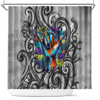 Chur Bro Shaka Sign Shower Curtain New Zealand Koru Colorful Graffiti Splash TS04 Multicolor - Polynesian Pride