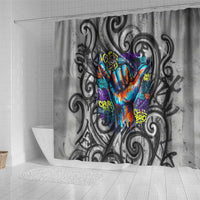 Chur Bro Shaka Sign Shower Curtain New Zealand Koru Colorful Graffiti Splash TS04 - Polynesian Pride