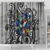 Chur Bro Shaka Sign Shower Curtain New Zealand Koru Colorful Graffiti Splash TS04 - Polynesian Pride