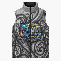 Chur Bro Shaka Sign Sleeveless Puffer Jacket New Zealand Koru Colorful Graffiti Splash TS04 Unisex Multicolor - Polynesian Pride