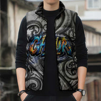 Chur Bro Shaka Sign Sleeveless Puffer Jacket New Zealand Koru Colorful Graffiti Splash TS04 - Polynesian Pride
