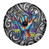 Chur Bro Shaka Sign Spare Tire Cover New Zealand Koru Colorful Graffiti Splash TS04 - Polynesian Pride