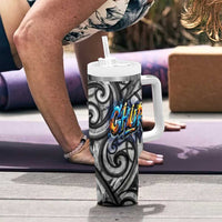 Chur Bro Shaka Sign Tumbler With Handle New Zealand Koru Colorful Graffiti Splash TS04 - Polynesian Pride