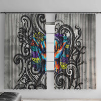 Chur Bro Shaka Sign Window Curtain New Zealand Koru Colorful Graffiti Splash TS04 With Hooks Multicolor - Polynesian Pride