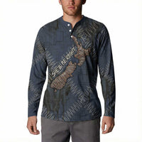 New Zealand She’ll Be Right Button Sweatshirt NZ Slang No. 8 Wire Map Pattern TS04 - Polynesian Pride