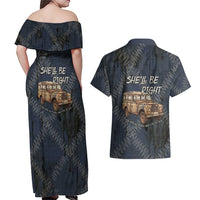 New Zealand She’ll Be Right Couples Matching Off Shoulder Maxi Dress and Hawaiian Shirt NZ Slang No. 8 Wire Map Pattern TS04 - Polynesian Pride